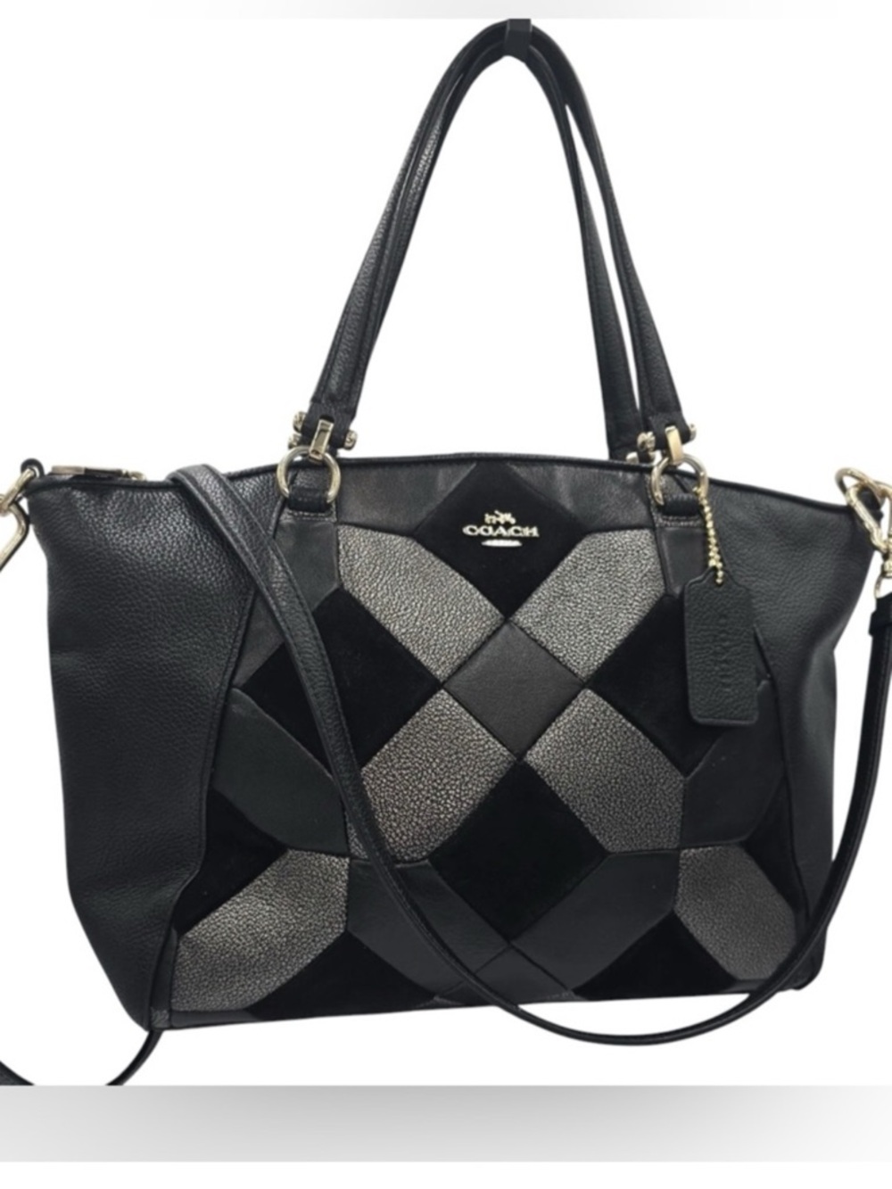 Coach Black Prairie Patchwork Leather Crossbody Shoulder Tote - Picture 3 of 13